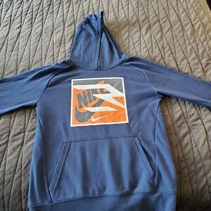 Nike Blue Hoodie with Orange Graphic